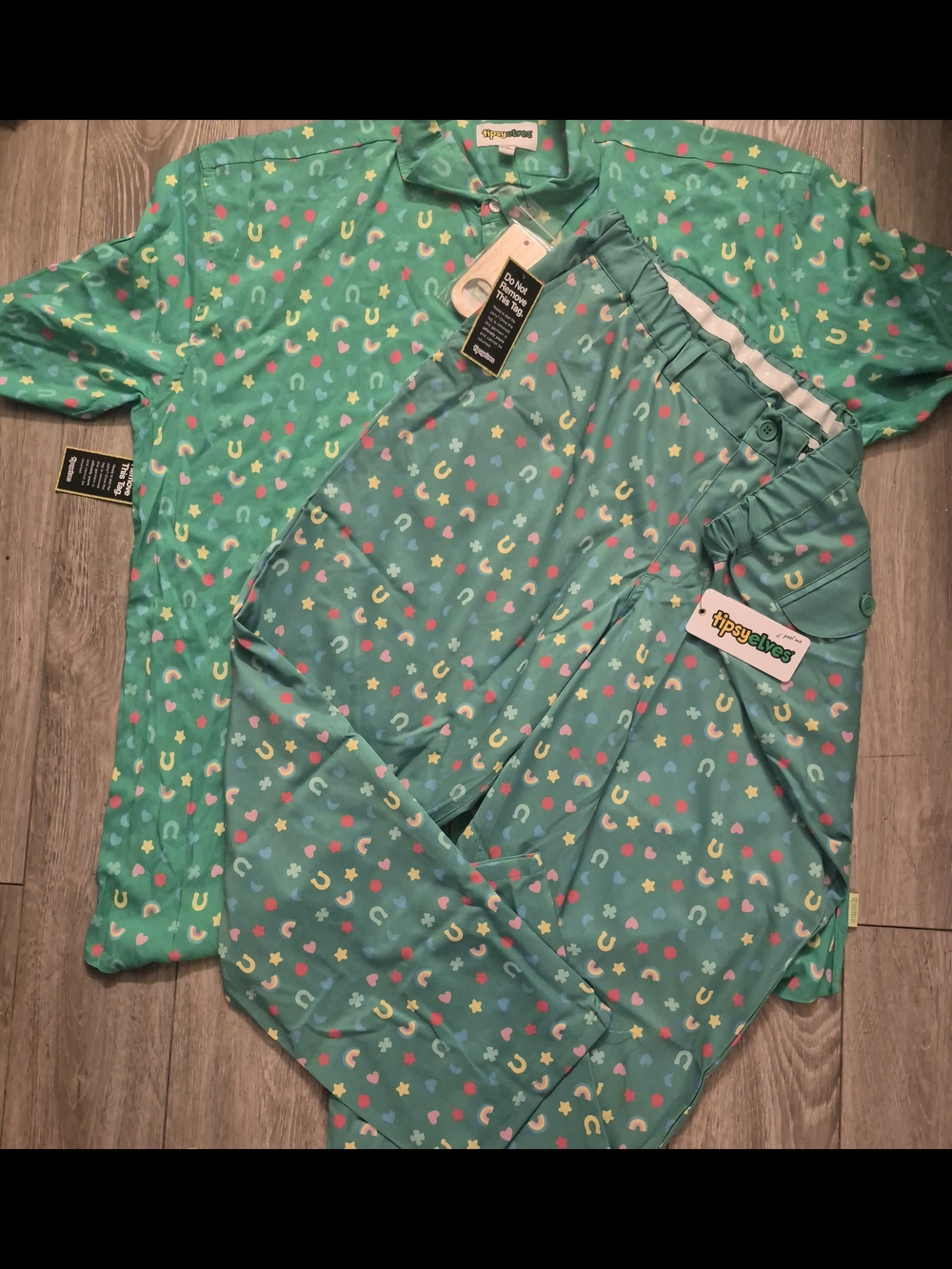 Tipsy Elves Green Horseshoe Print Pajama Set